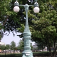 Each decorative lamp in cast bronze were similar in that they had severe corrosive attack, missing elements, broken glass, and much needed new anchoring systems. The photo above shows the lamps before conservation treatment.