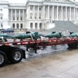 Three semi-trucks were used to transport all the cast bronze sculptural lamp standards and cast bronze lanterns.