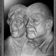 Portrait of Mr & Mrs Obetz sculpted for the plaque